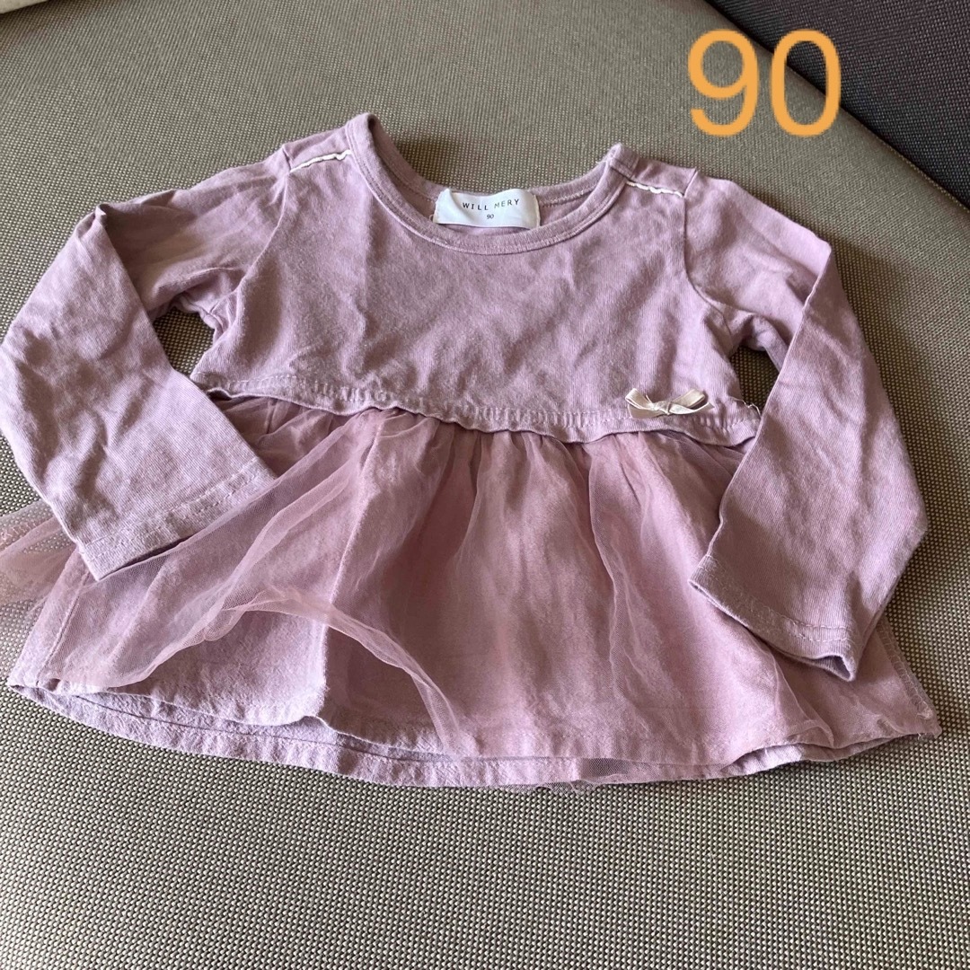 WILL MERY(ウィルメリー)のキッズ90.   チュールレース付き　カットソー キッズ/ベビー/マタニティのキッズ服女の子用(90cm~)(Tシャツ/カットソー)の商品写真