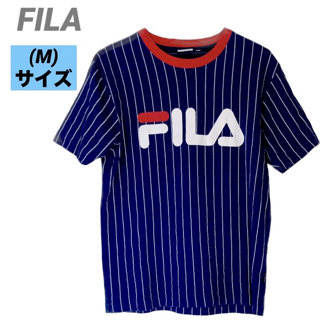 FILA(フィラ)のFILA フィラ　メンズ　Tシャツ　Mサイズ　古着　ストライプ メンズのトップス(Tシャツ/カットソー(半袖/袖なし))の商品写真