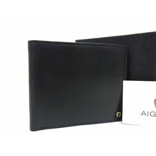 アイグナー(AIGNER)の■新品同様■ AIGNER アイグナー レザー 二つ折り 財布 ウォレット 小銭入れ 札入れ メンズ レディース ブラック系 FB0051(折り財布)