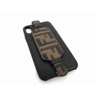 フェンディ(FENDI)の■美品■ FENDI フェンディ ズッカ柄 レザー iPhoneX/XS 対応 アイフォンケース スマホケース ブラック系×ブラウン系 AS7387(その他)