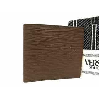 ヴェルサーチ(VERSACE)の■新品同様■ VERSACE ヴェルサーチ サンバースト レザー 二つ折り 財布 ウォレット レディース メンズ ブラウン系 FA1207(その他)