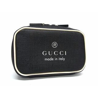 ■新品同様■ GUCCI グッチ 170407 PVC メイクポーチ マルチケース 小物入れ メンズ レディース ブラック系×ホワイト系 FA0543