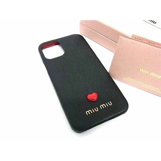 ミュウミュウ(miumiu)の■美品■ miumiu ミュウミュウ マドラスラブ レザー ス iPhone12 MINI 対応 アイフォンケース スマホケース ブラック系 FA1266(その他)