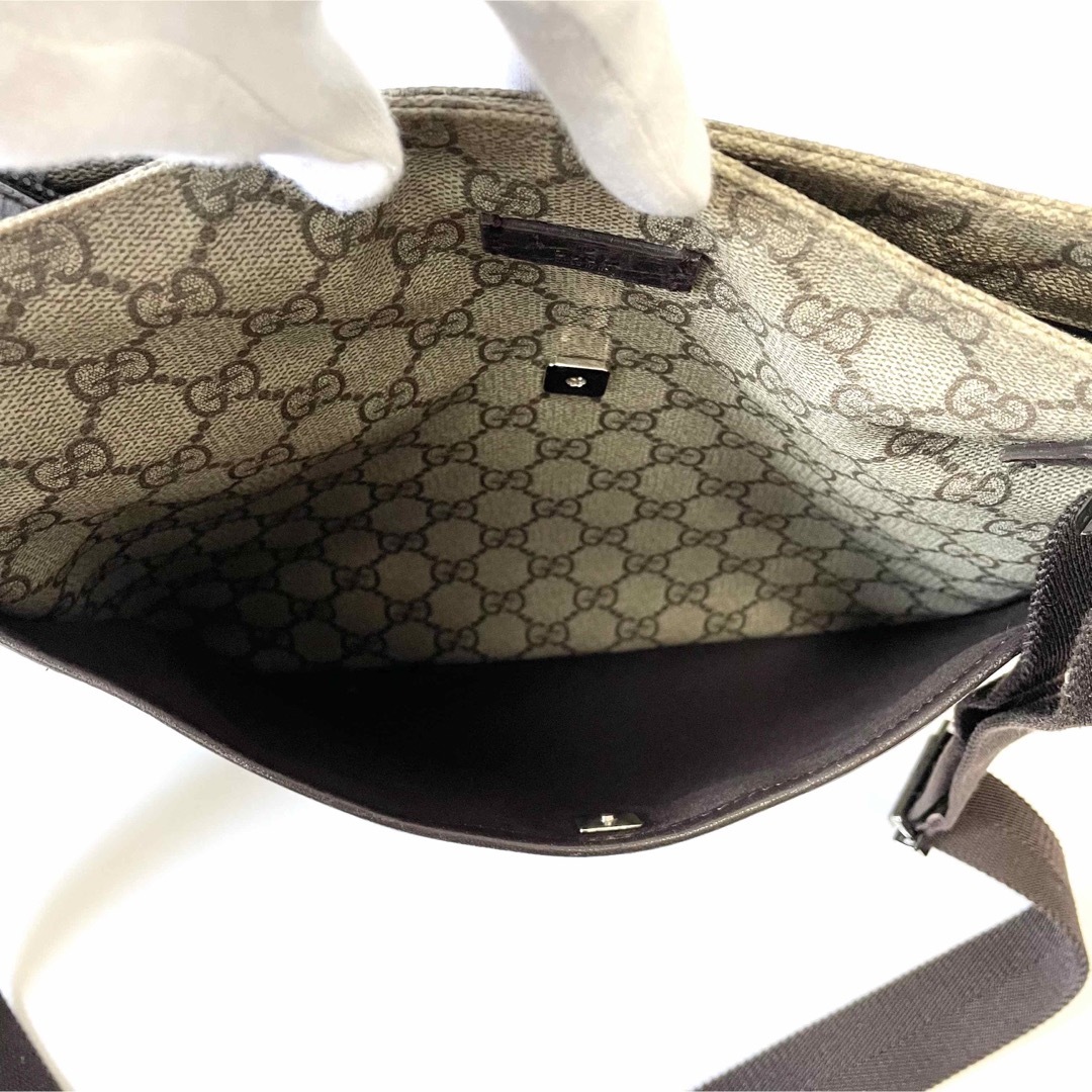 Gucci(グッチ)の【美品〜良品】グッチ  ショルダーバッグ　サコッシュ　GGスプリーム×レザー レディースのバッグ(ショルダーバッグ)の商品写真
