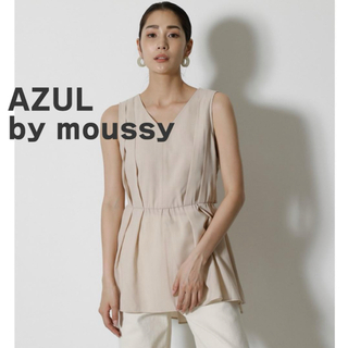 アズールバイマウジー(AZUL by moussy)のAZUL by moussy ブラウス　ピンク　ノースリーブ　フレア　リボン(シャツ/ブラウス(半袖/袖なし))