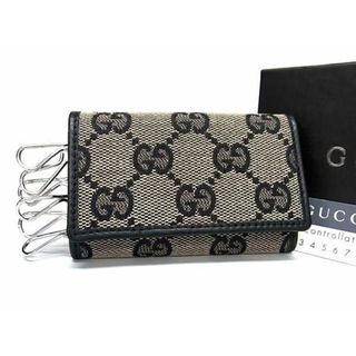 Gucci - ■新品同様■ GUCCI グッチ 033 0416 0868 GG柄 GGキャンバス×レザー 6連 キーケース 鍵入れ レディース ブラック系 AW1915