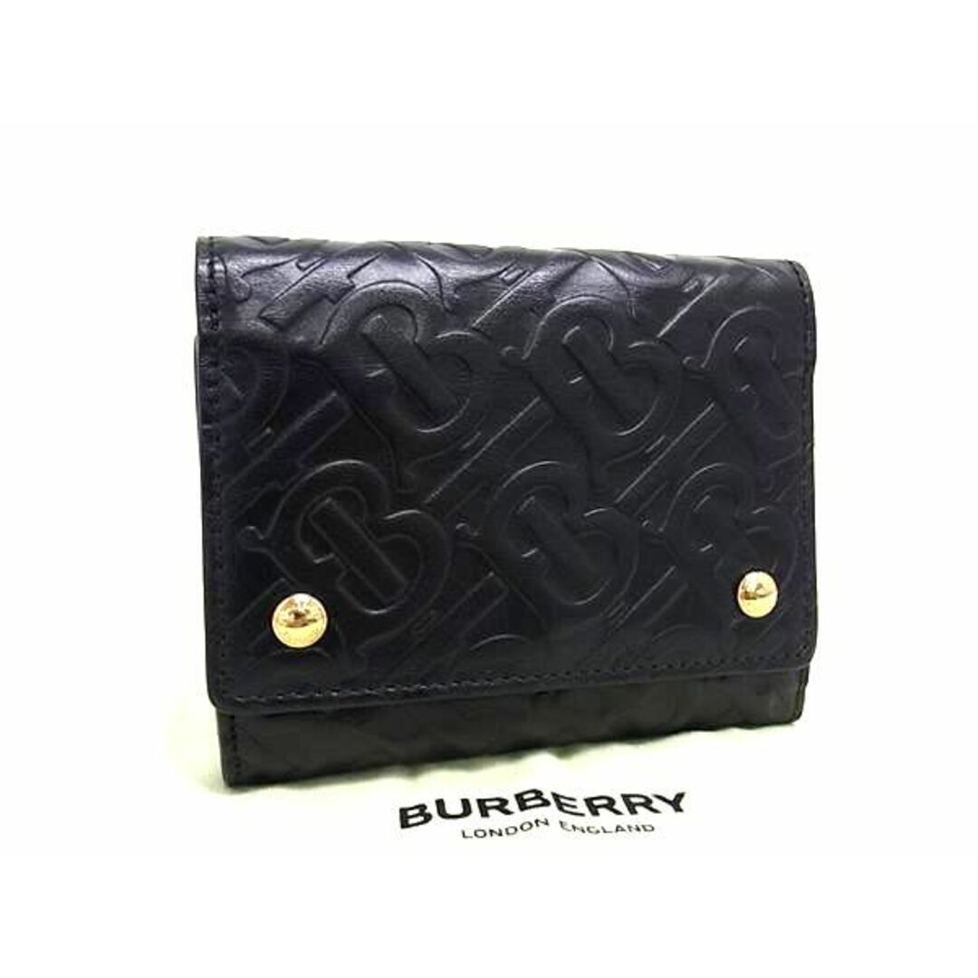 BURBERRY 三つ折り財布 ブラック レザー BURBERRY 三つ折り財布 ブラック レザー