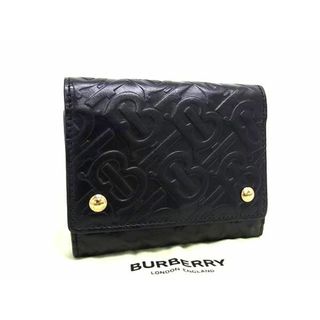 ■新品同様■ BURBERRY バーバリー TBモノグラム レザー 三つ折り 財布 ウォレット 小銭入れ 札入れ ブラック系 FA3851