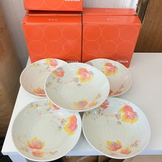 たち吉 - 【K5056】未使用 たち吉 みのり中鉢 5枚セット オレンジ 橙 食器 和食器