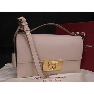 サルヴァトーレフェラガモ(Salvatore Ferragamo)の■極美品■ Salvatore Ferragamo フェラガモ FZ 21 E099 ガンチーニ レザー 2WAY ハンドバッグ ショルダー レディース ベージュ系 FA3765(ハンドバッグ)