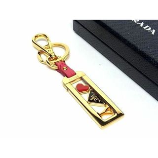 プラダ(PRADA)の■新品同様■ PRADA プラダ サフィアーノレザー ハート キーホルダー キーリング チャーム ゴールド系 AW5460(その他)