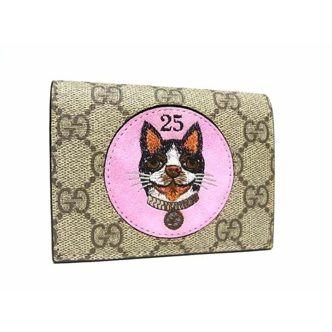 Gucci(グッチ)の■極美品■ GUCCI グッチ 506277 493075 GGスプリーム GG柄 PVC キャット 猫 二つ折り 財布 ウォレット レディース ブラウン系 AY1667 メンズのファッション小物(長財布)の商品写真