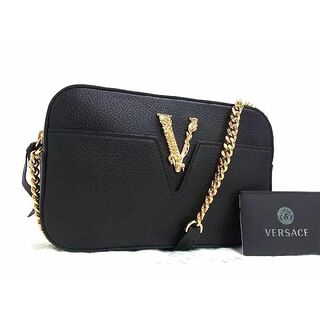 ■極美品■ VERSACE ヴェルサーチ レザー チェーン ショルダーバッグ クロスボディ レディース ブラック系 FA3648