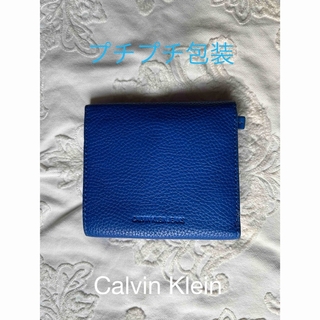 カルバンクライン(Calvin Klein)のCalvin Klein jeansカルバンクライン　革　ブルー　三つ折り財布(折り財布)