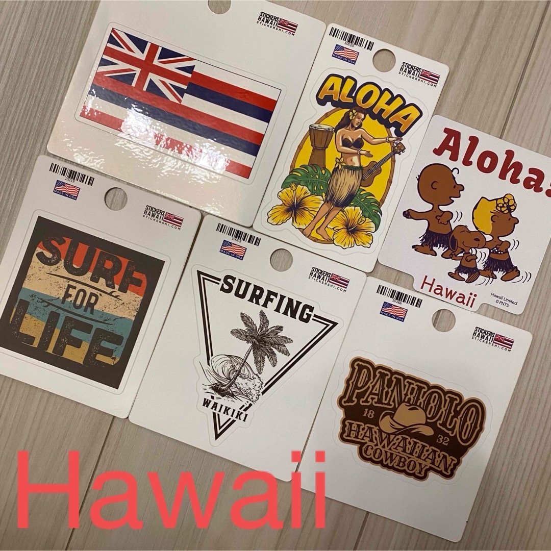 SNOOPY(スヌーピー)の【Hawaii】ステッカー 6点set ハンドメイドの文具/ステーショナリー(しおり/ステッカー)の商品写真