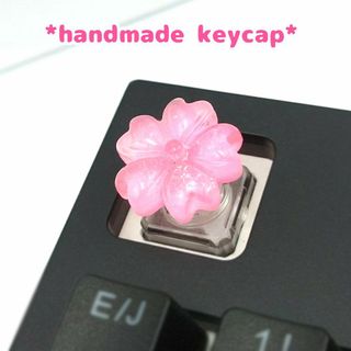 自作キーキャップ ぷっくり桜の花 ピンク② キートップ　 和風　さくら　春(PC周辺機器)