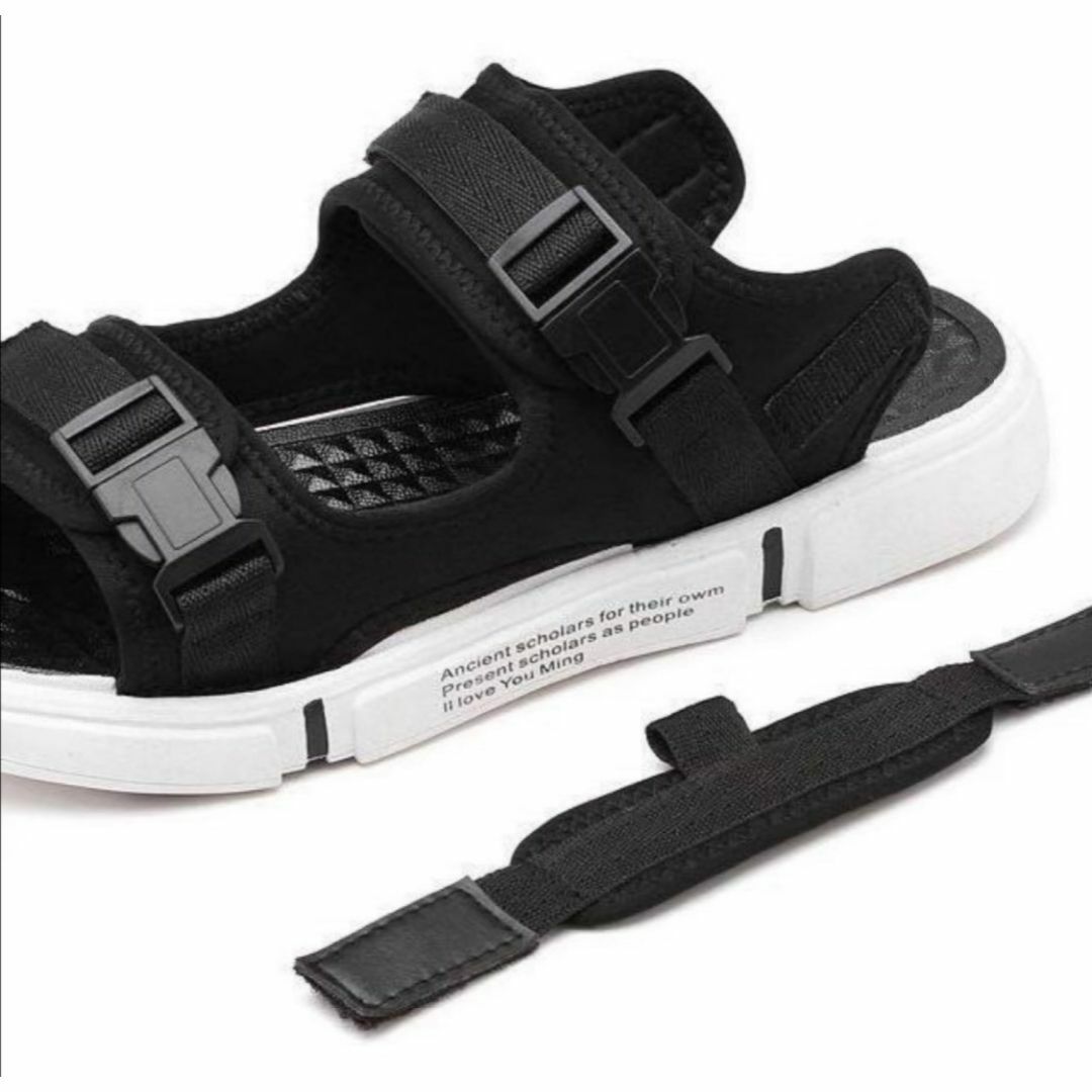 スポーツサンダル 23～24cm ブラック×ホワイト ベルト調節 レディースの靴/シューズ(サンダル)の商品写真