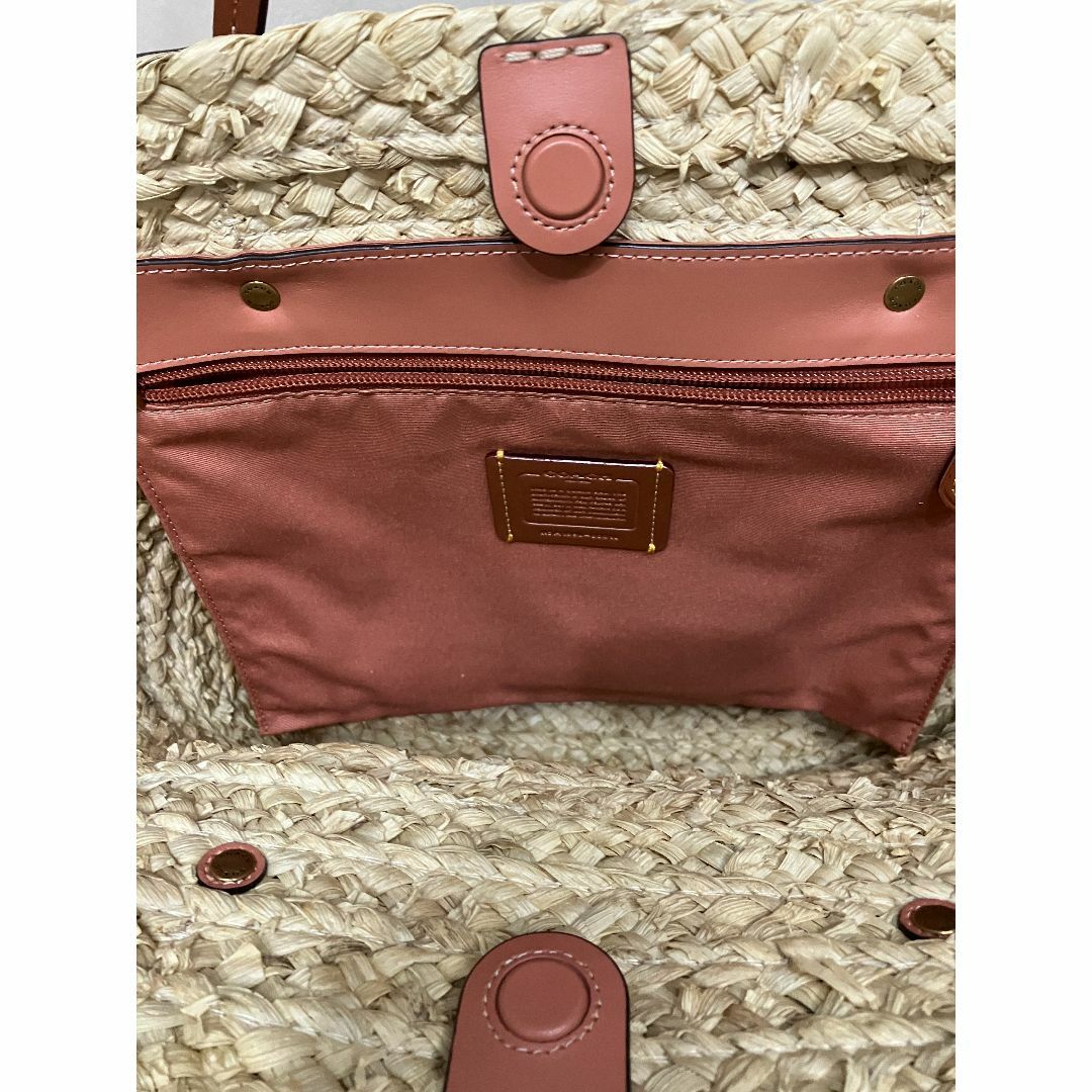 COACH - 040482○ COACH ティーローズ ストロー バッグ ハンド COACH - 040482○ COACH ティーローズ ストロー バッグ ハンド