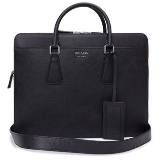 プラダ(PRADA)のプラダ サフィアーノレザー ブリーフケース ビジネスバッグ ショルダー ハンドバッグ 斜め掛け SAFFIANO CUIR レザー NERO ブラック 黒 シルバー金具 2VE366 PRADA（未使用　展示品）(ビジネスバッグ)