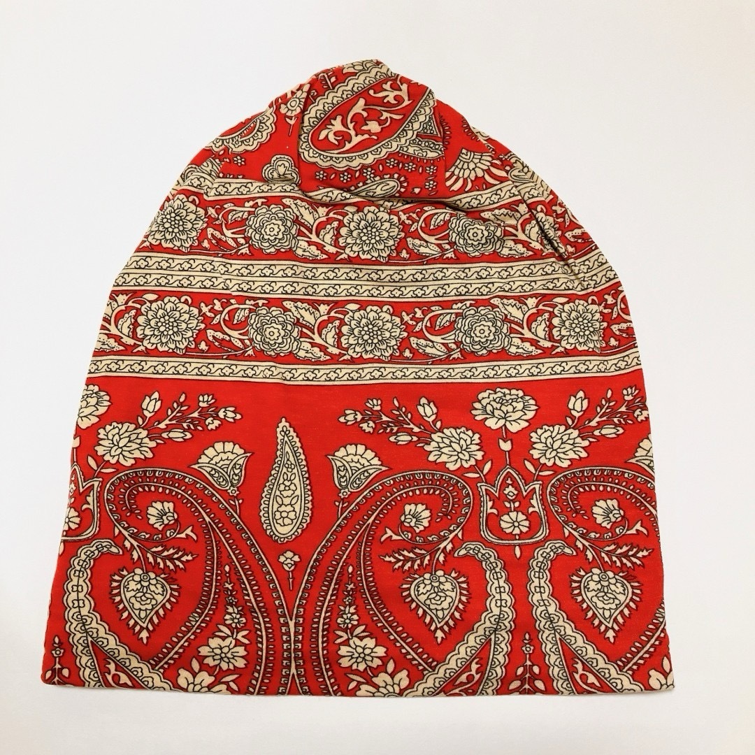 ターバン  ヘアバンド  ネックウォーマー  赤  ケア帽子  医療用帽子 レディースの帽子(その他)の商品写真
