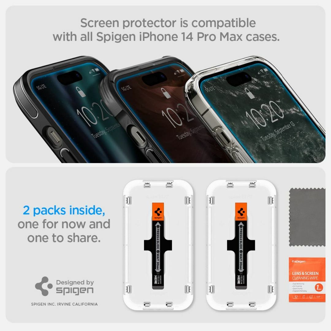 Spigen EZ Fit ガラスフィルム iPhone 14 Pro Max  スマホ/家電/カメラのスマホアクセサリー(その他)の商品写真