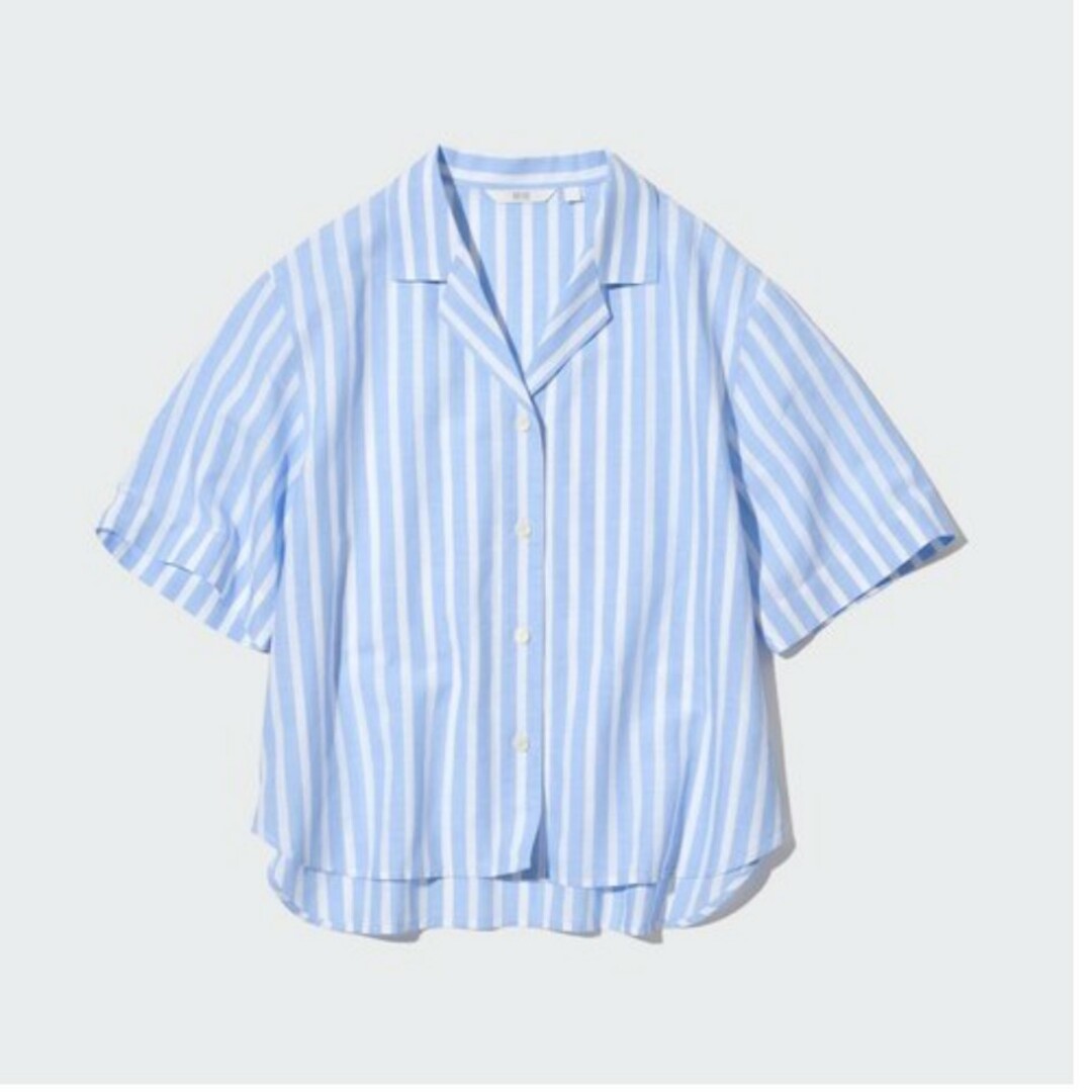 UNIQLO(ユニクロ)のリネンブレンドストライプオープンカラーシャツ メンズのトップス(Tシャツ/カットソー(半袖/袖なし))の商品写真