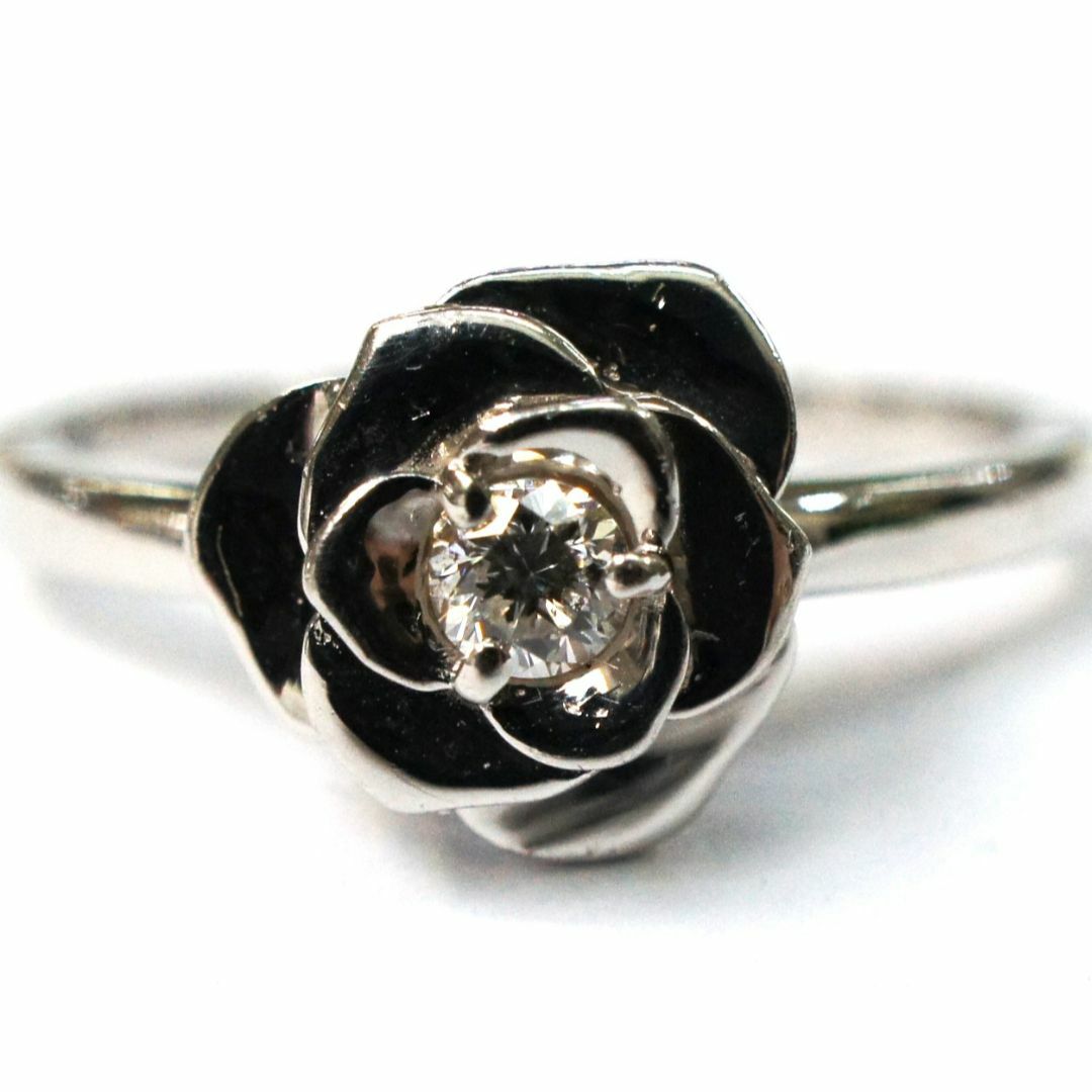 K18WG ダイヤモンド ローズ 薔薇 リング 3.49g サイズ13号 レディースのアクセサリー(リング(指輪))の商品写真