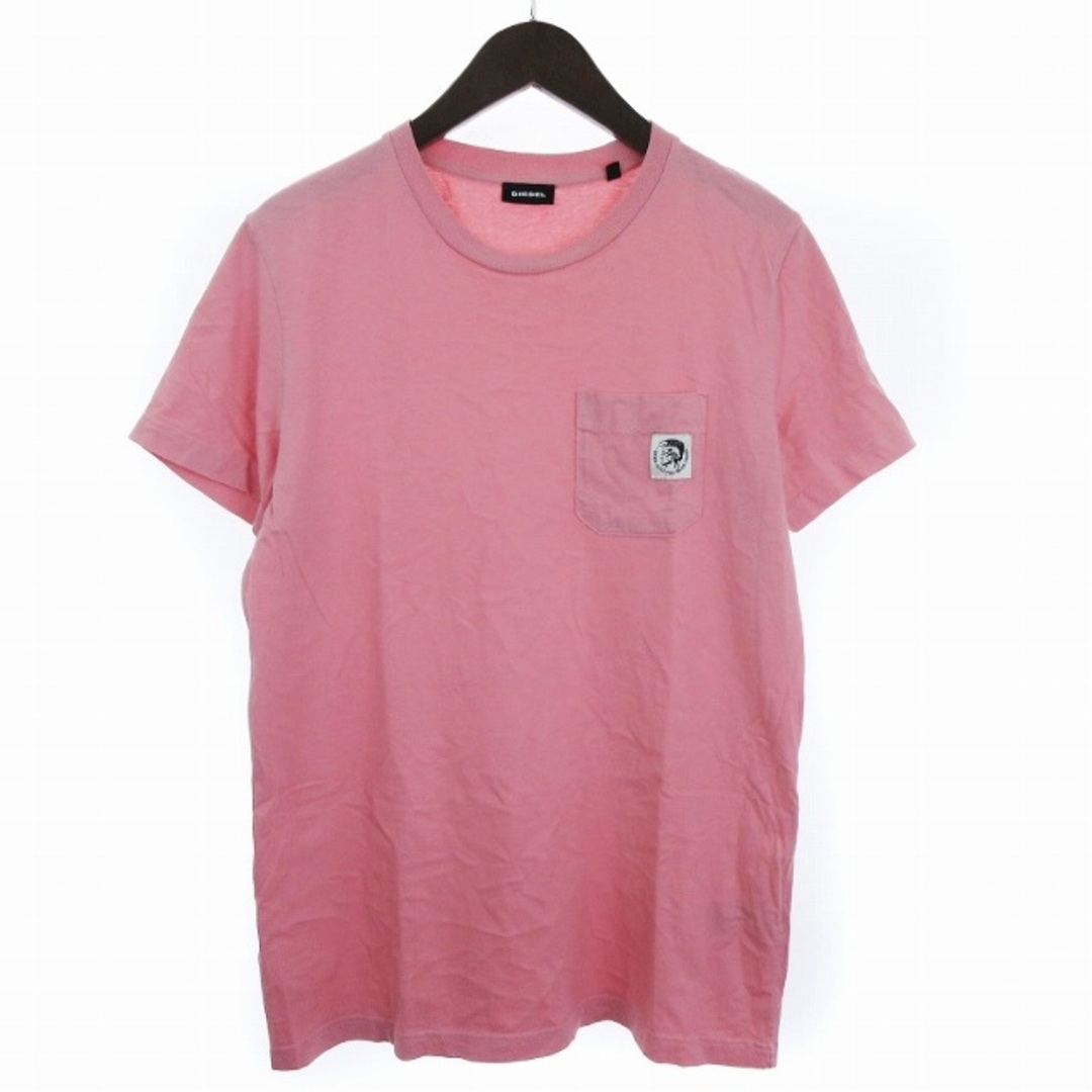 DIESEL(ディーゼル)のディーゼル Tシャツ 半袖 クルーネック 胸ポケット コットン ピンク S メンズのトップス(Tシャツ/カットソー(半袖/袖なし))の商品写真