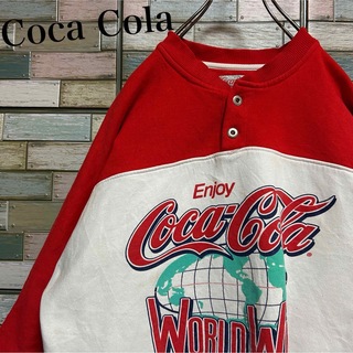 コカ・コーラ - コカコーラ　ハーフボタン　スウェット　トレーナー　ビッグロゴ