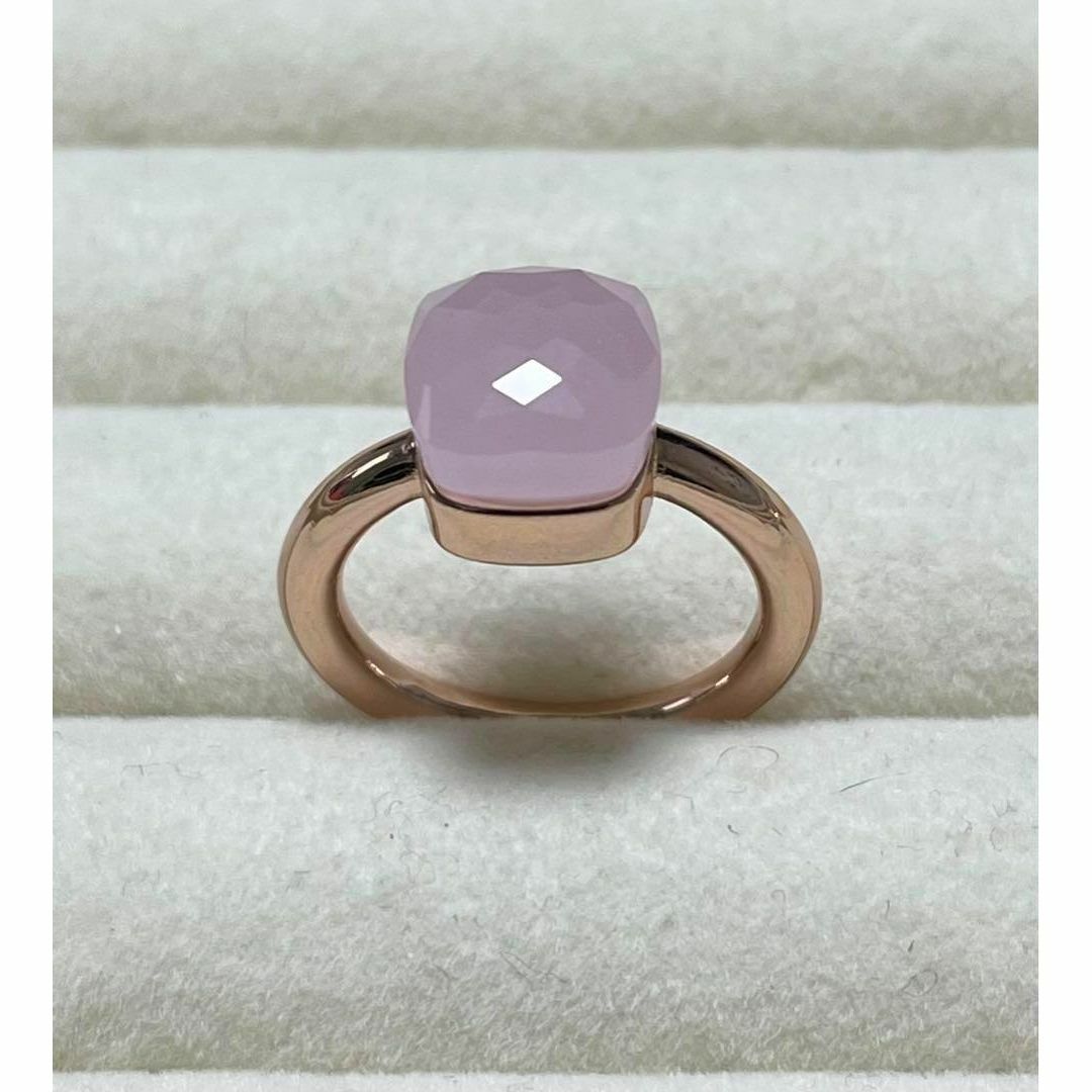 050ピンク×ピンクキャンディーリング指輪ストーン ポメラート風ヌードリング レディースのアクセサリー(リング(指輪))の商品写真