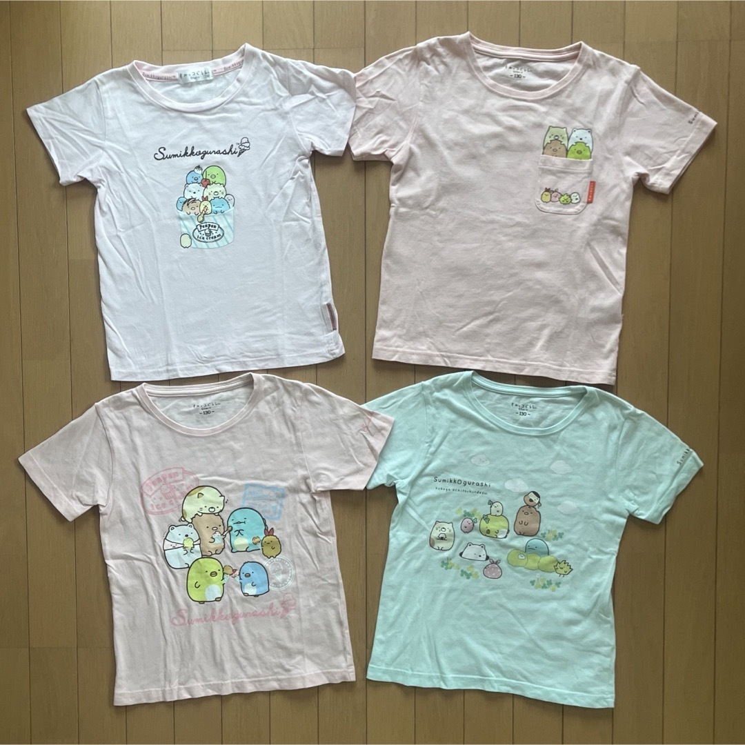 すみっコぐらし Tシャツ 4着まとめ売り♡130cm♡ キッズ/ベビー/マタニティのキッズ服女の子用(90cm~)(Tシャツ/カットソー)の商品写真