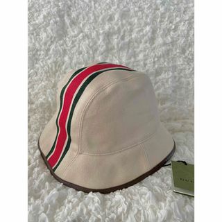 グッチ(Gucci)の★ 新品★ GUCCI グッチ★ ライン ハット 帽子 ベージュ系(ハット)