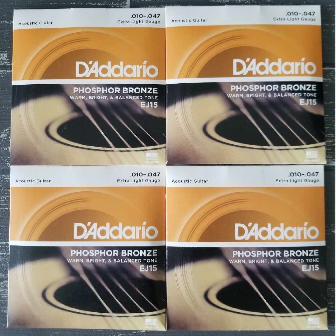 新品　D'Addario ダダリオ アコースティックギター弦 EJ15 4個