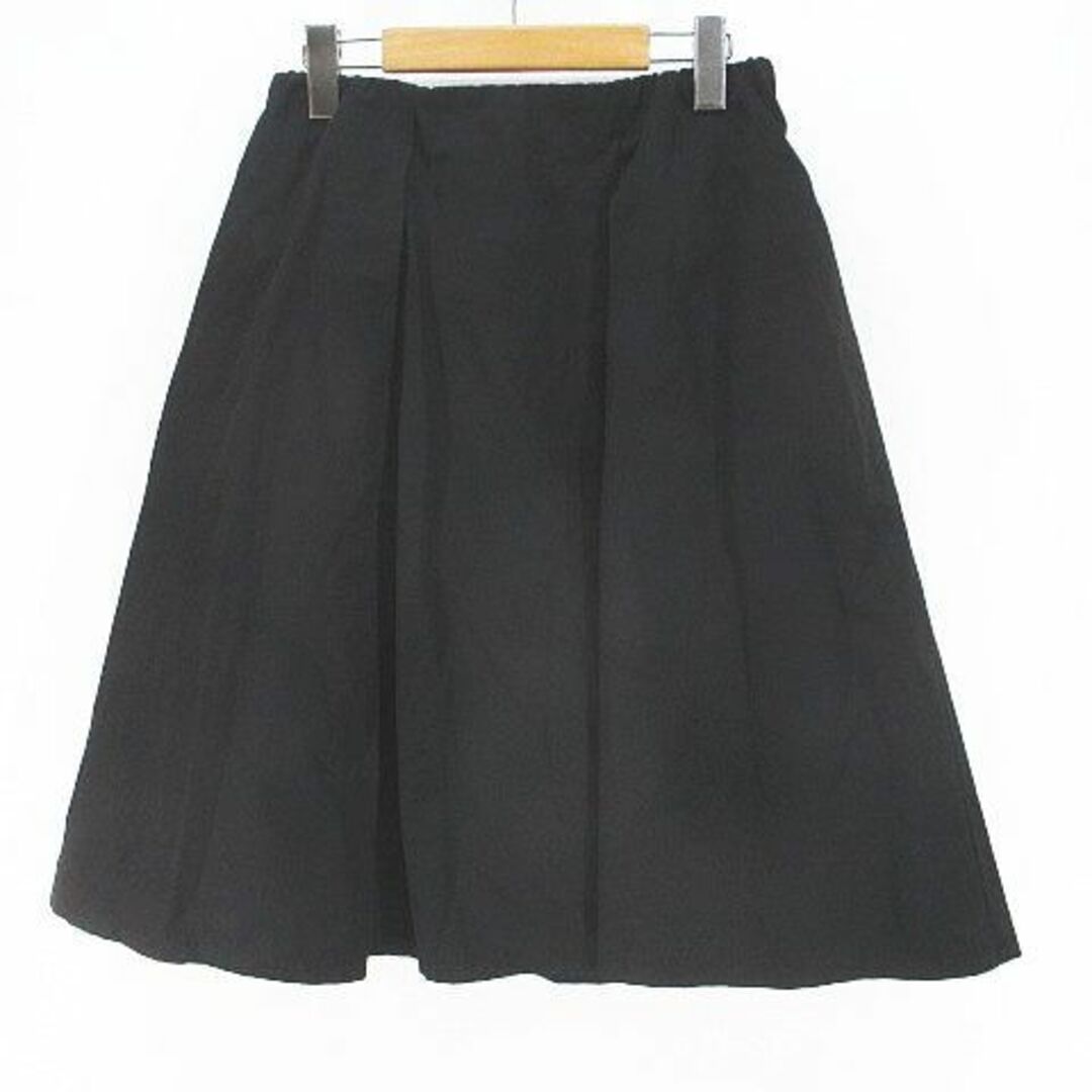 HUNCH 膝丈 フレアスカート M 黒系 ブラック ポケット 裏地 綿 レディースのスカート(ひざ丈スカート)の商品写真