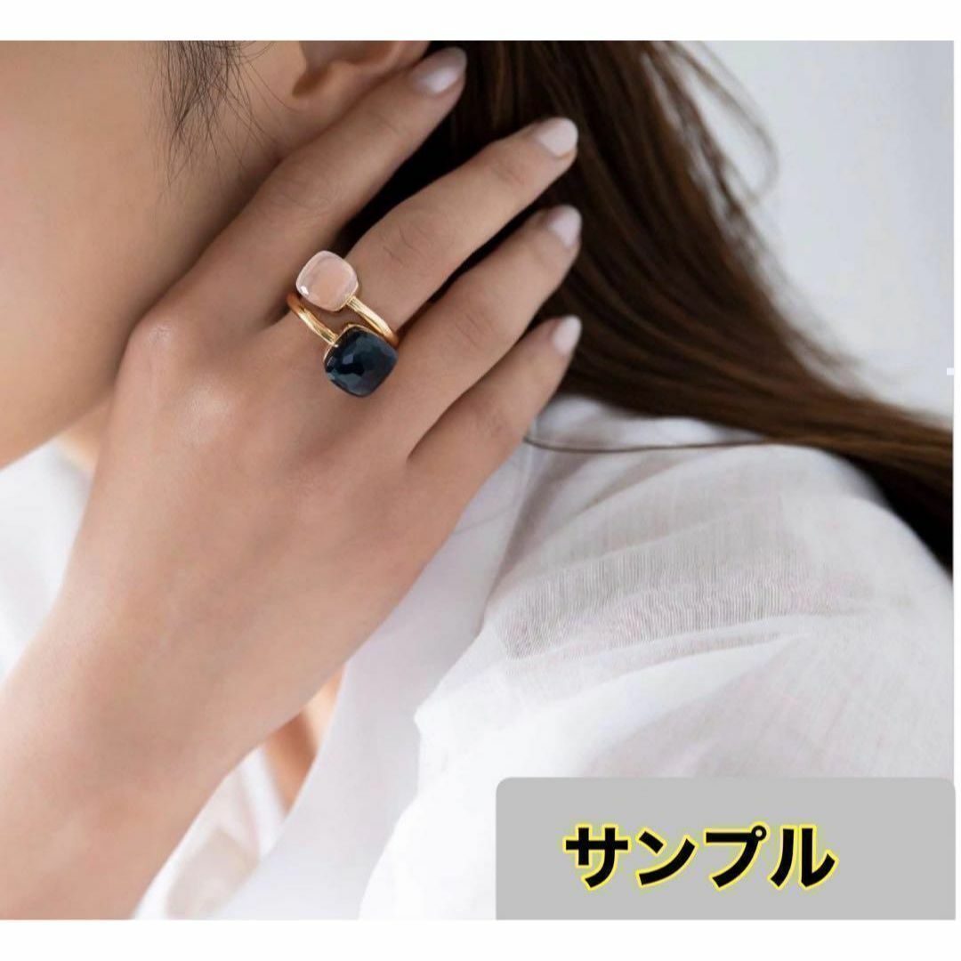 ブルー　ゴールドキャンディーリング指輪　ポメラート風　ヌードリング　【一点物】 レディースのアクセサリー(リング(指輪))の商品写真