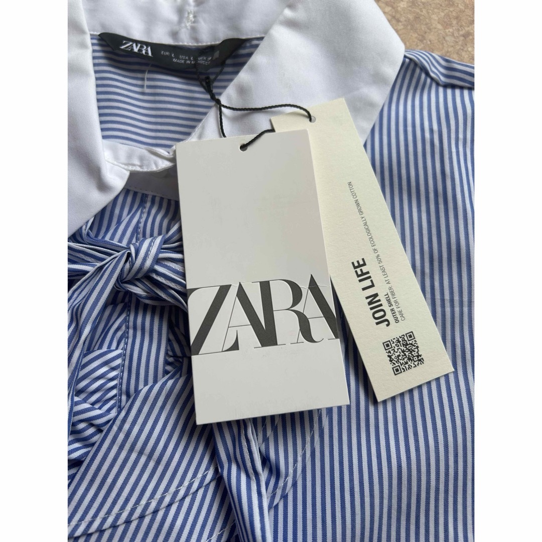 ZARA(ザラ)のZARA ストライプリボンブラウス レディースのトップス(シャツ/ブラウス(半袖/袖なし))の商品写真
