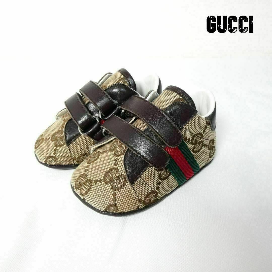 Gucci(グッチ)の極美品 GUCCI GGキャンバス ベルクロ ローカット ファーストシューズ キッズ/ベビー/マタニティのベビー靴/シューズ(~14cm)(スニーカー)の商品写真