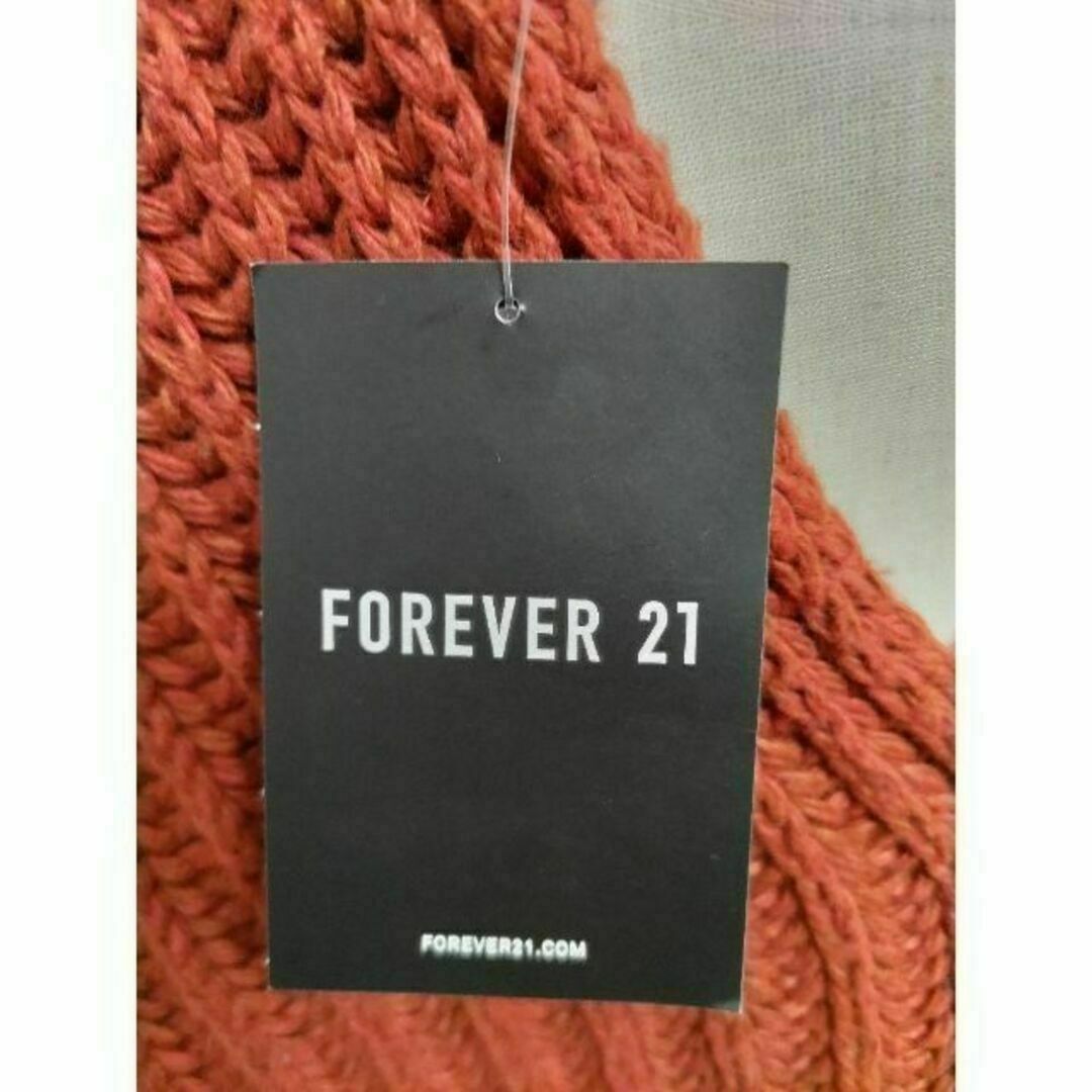 FOREVER 21(フォーエバートゥエンティーワン)のフォーエバー21 ショート丈 深Vネック ニットセーター 赤茶 size L レディースのトップス(ニット/セーター)の商品写真