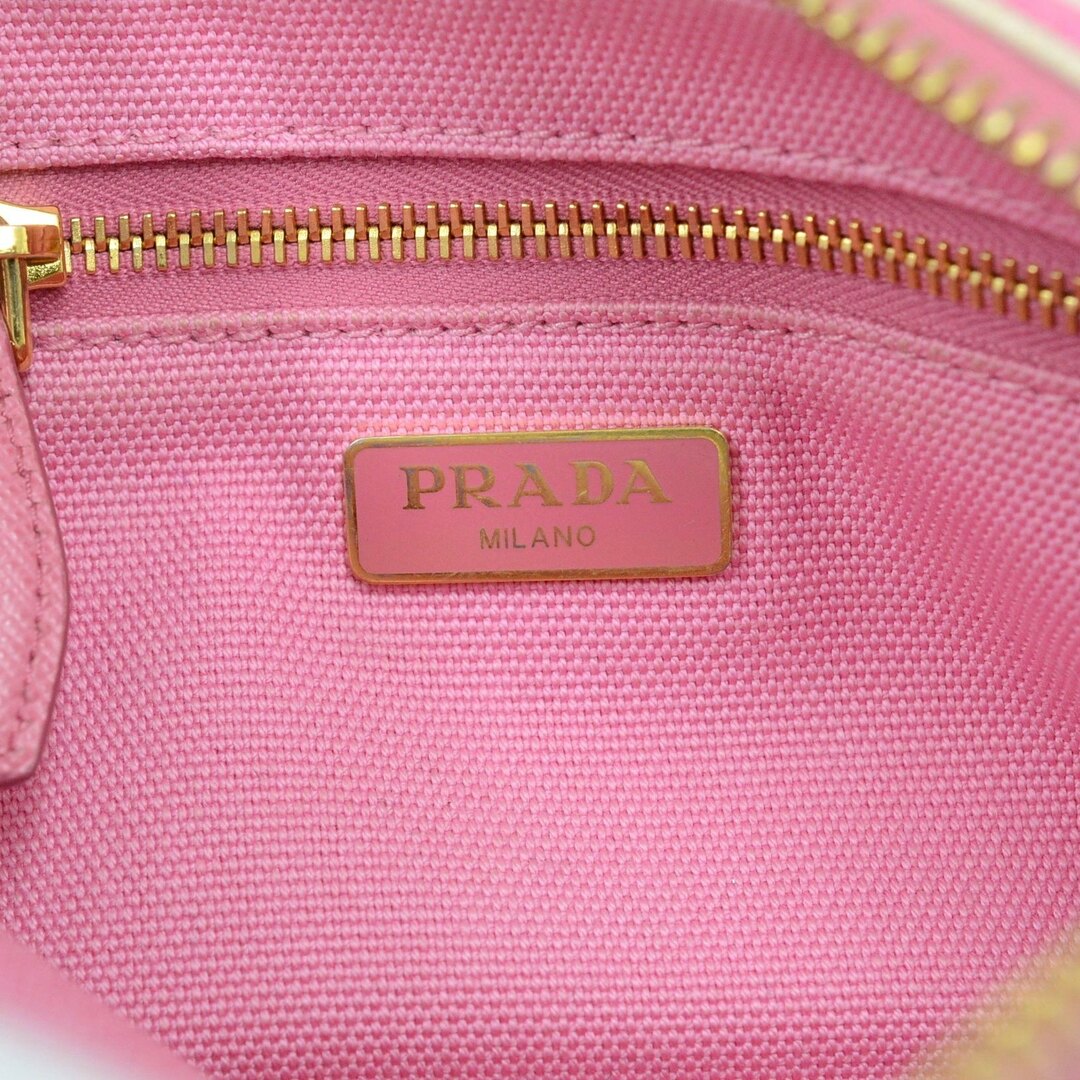 PRADA(プラダ)のプラダ（PRADA） カナパ リーゲ ポーチ 1NA021 ジェラニオ ピンクストライプ 【中古】 JA-18769 レディースのバッグ(その他)の商品写真