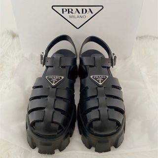 プラダ(PRADA)のPRADA プラダ ラバーサンダル 黒 サイズ37(サンダル)