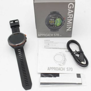 ガーミン(GARMIN)の【美品】GARMIN Approach S70 47mm Black 010-02746-22 スマートウォッチ アプローチ ゴルフ ガーミン 本体(腕時計(デジタル))