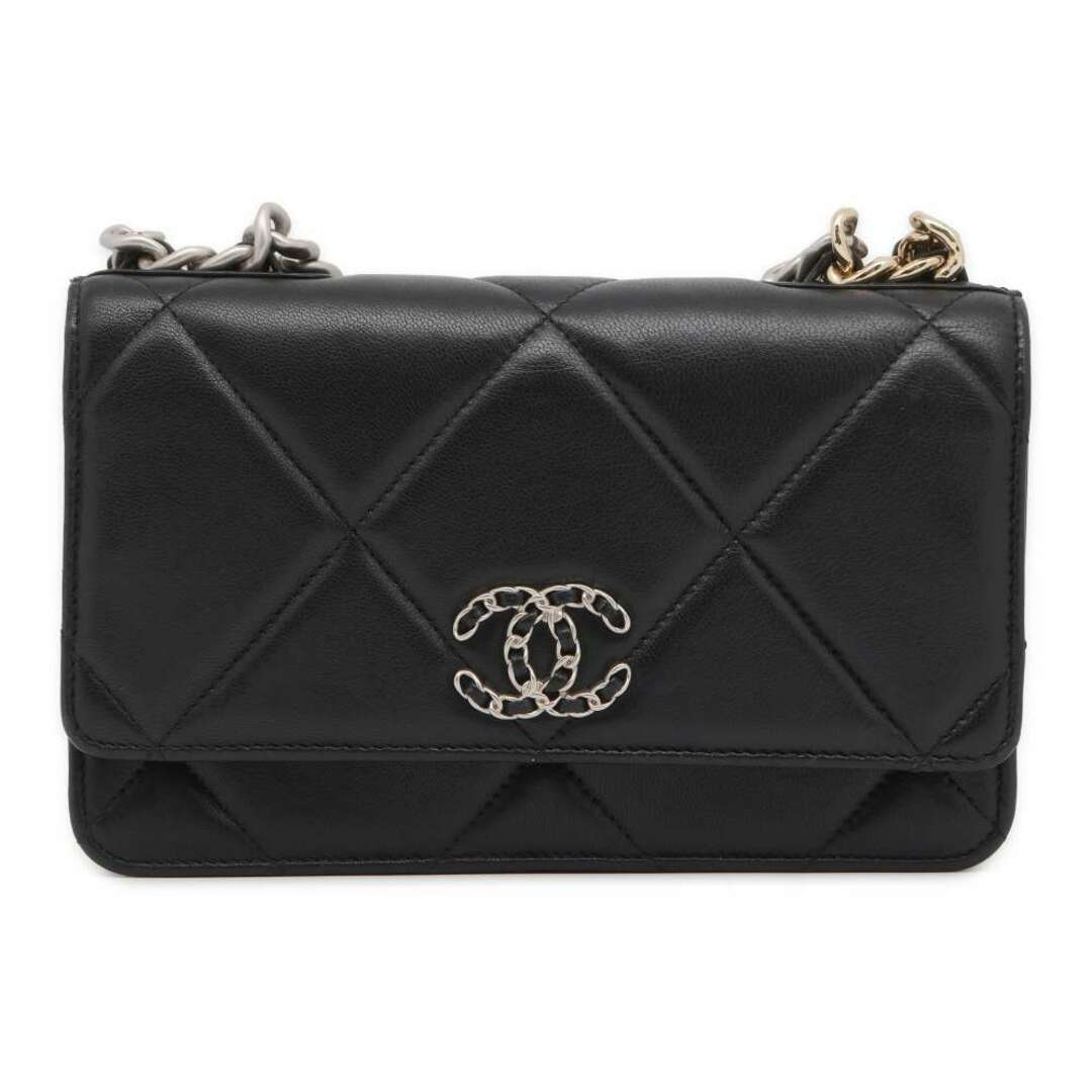 CHANEL(シャネル)のシャネル チェーンウォレット シャネル19 ココマーク マトラッセ ラムスキン AP0957 ショルダーバッグ 財布 黒 レディースのファッション小物(財布)の商品写真