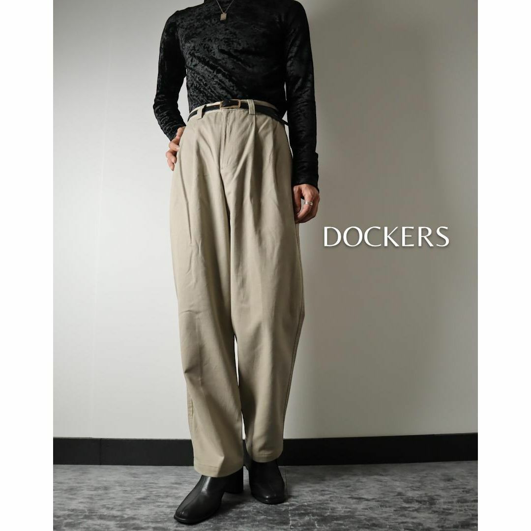 VINTAGE(ヴィンテージ)のDOCKERS 2タック ワイド チノパン コットンパンツ ベージュ W32 メンズのパンツ(チノパン)の商品写真