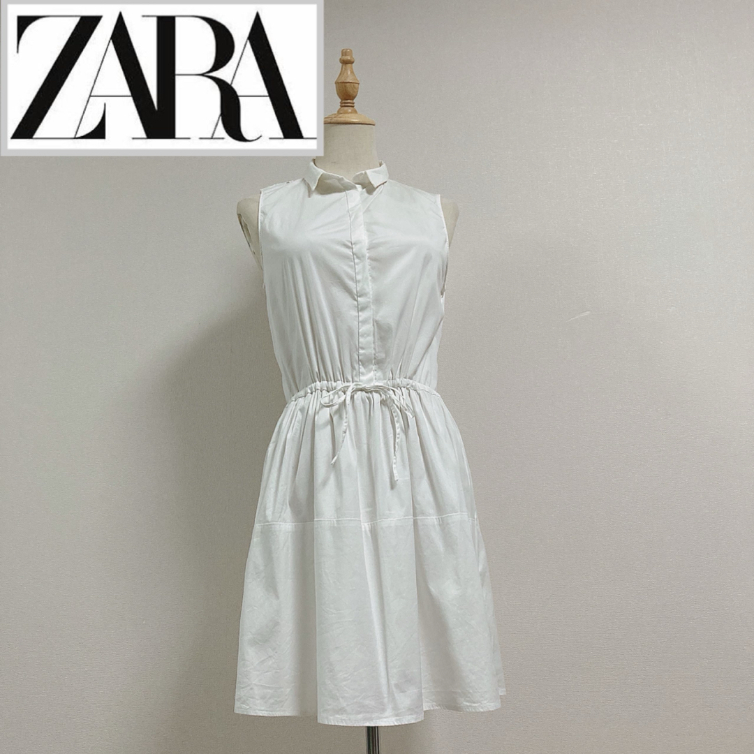 ZARA(ザラ)のZARA ザラ　ノースリーブシャツワンピース レディースのワンピース(ひざ丈ワンピース)の商品写真