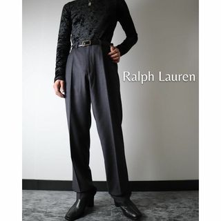 ラルフローレン(Ralph Lauren)のラルフローレン ウール フランネル ワイドストレート スラックス グレー W36(スラックス)