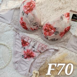 №684【F70】フレッシュメルティローズブラジャー&フルバックショーツ(ブラ&ショーツセット)