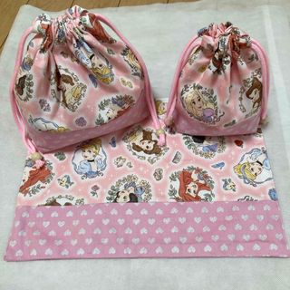 ディズニープリンセス お弁当 コップ袋 ランチョンマットセット ピンク系