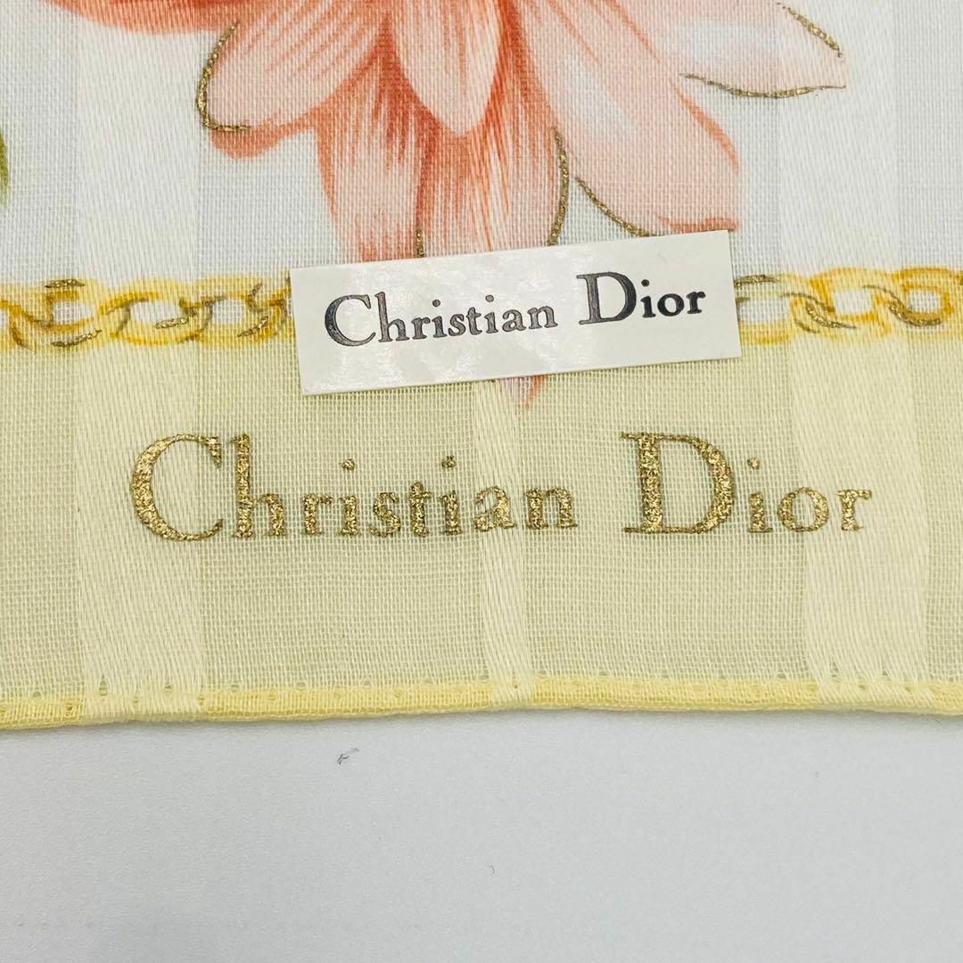 Christian Dior(クリスチャンディオール)の未使用品 ★Dior★ ハンカチ 旧ロゴ 花 チャーム チェーン 綿 イエロー レディースのファッション小物(ハンカチ)の商品写真