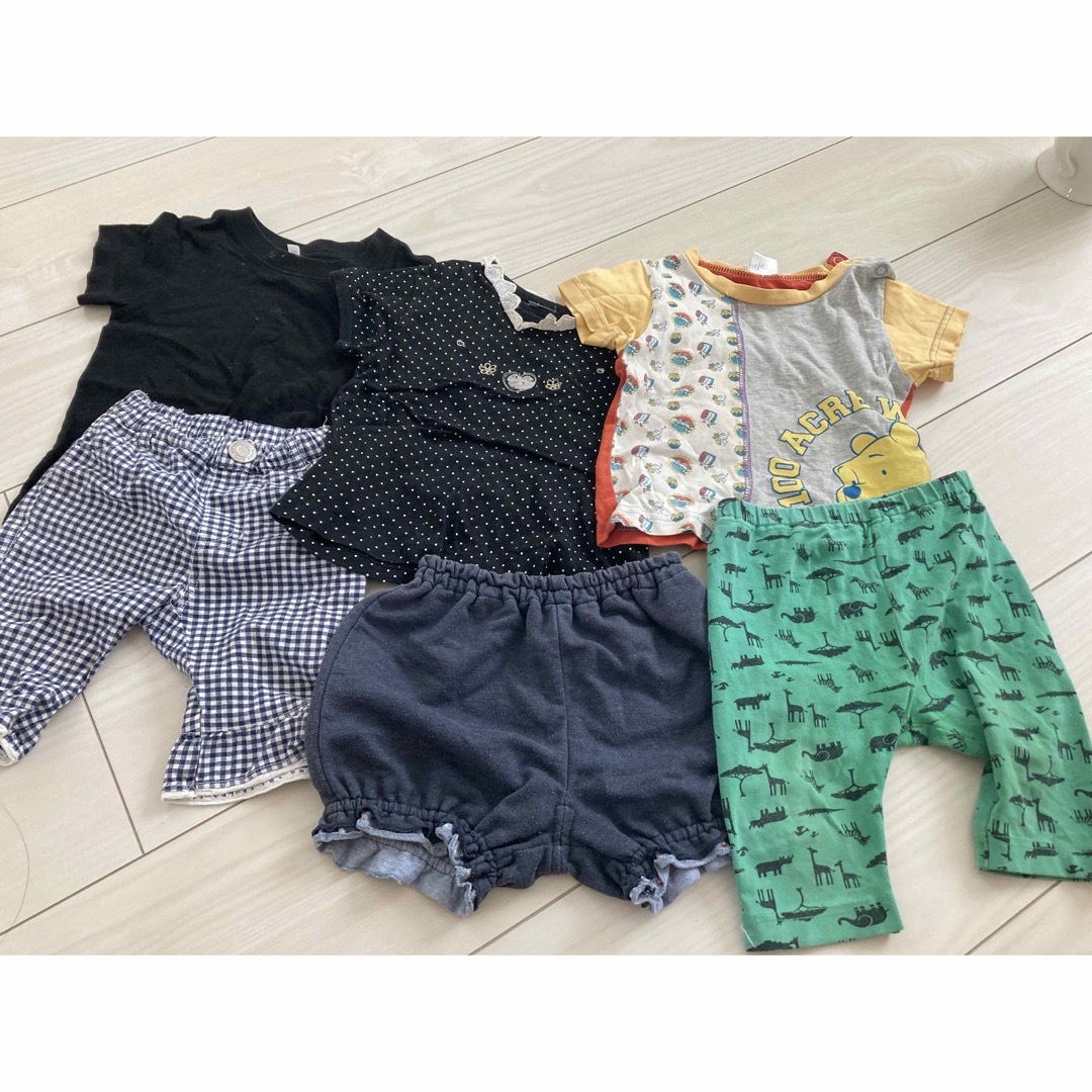 UNIQLO(ユニクロ)のTシャツ　３枚　ズボン　３枚　セット　80サイズ キッズ/ベビー/マタニティのベビー服(~85cm)(Ｔシャツ)の商品写真