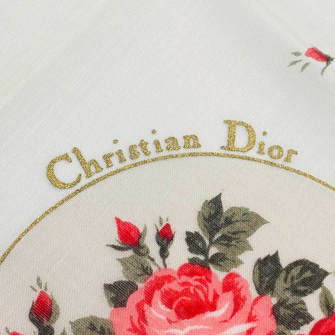Christian Dior(クリスチャンディオール)の極美品 ★Dior★ ハンカチ 花 バラ リボン ベージュ レディースのファッション小物(ハンカチ)の商品写真